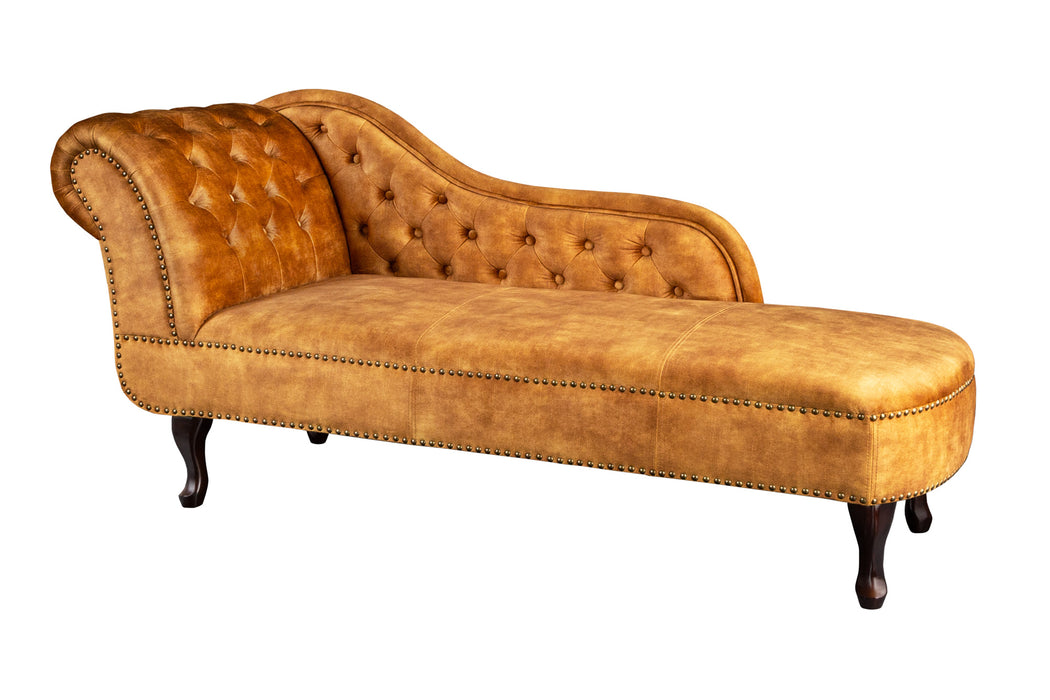 Recamiere Chesterfield 170cm Samt senfgelb