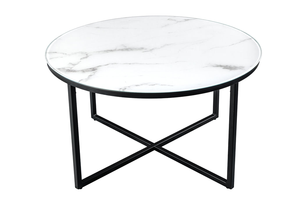 Couchtisch Eleganz 80cm weiß Marmor Optik