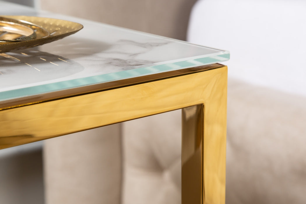 Beistelltisch Eleganz 45cm Marmor weiss gold