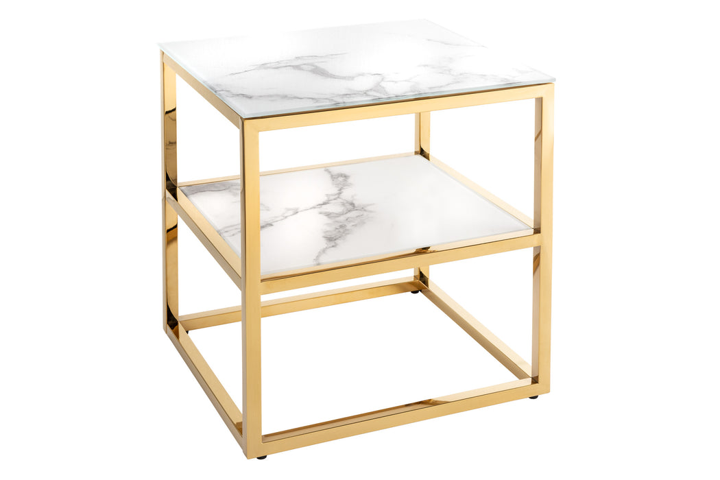 Beistelltisch Eleganz 45cm Marmor weiss gold