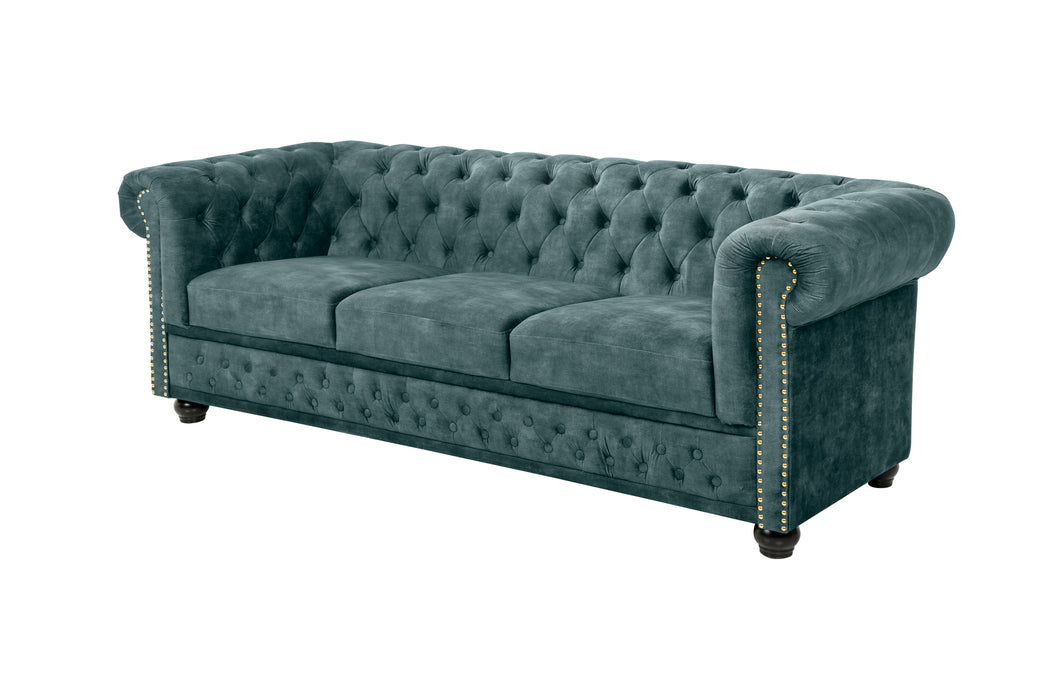 Sofa Chesterfield 3er Petrol Samt