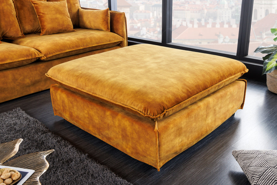 Hocker Clouds 100cm senfgelb Samt