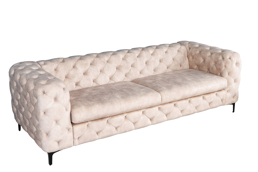 Sofa Barock 3er Champagner Samt