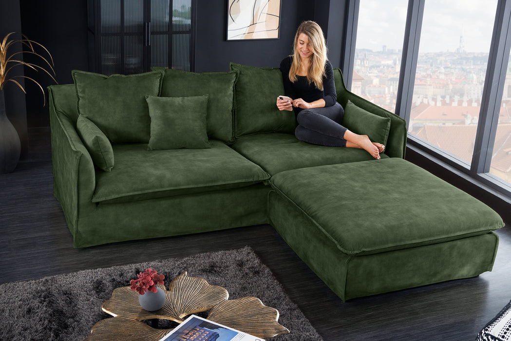 Sofa Clouds 200cm Dunkelgrün Samt