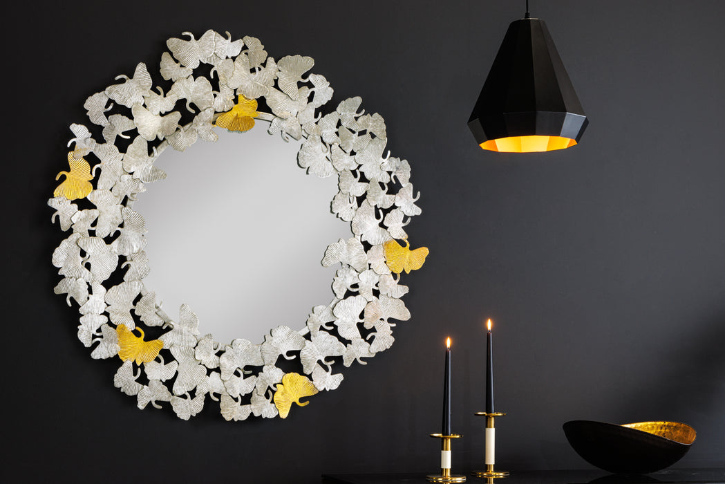 Spiegel Coral Leafs 95cm Gold Silber