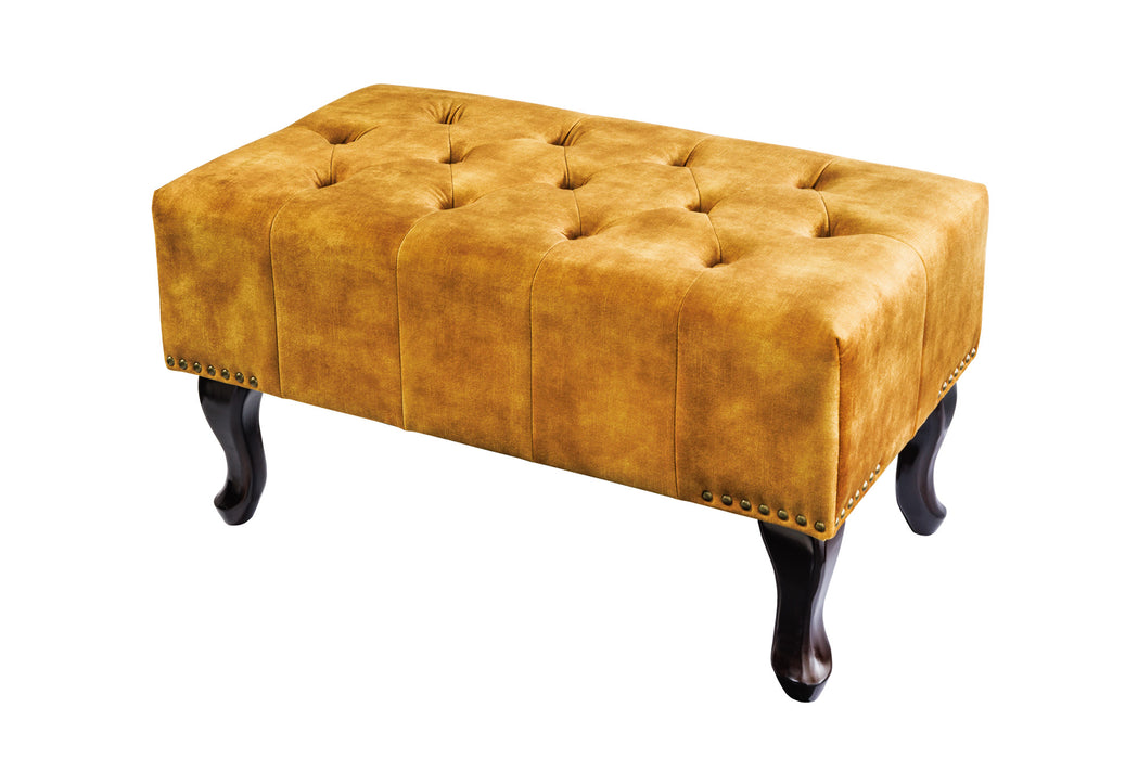 Hocker Chesterfield senfgelb Antik Look