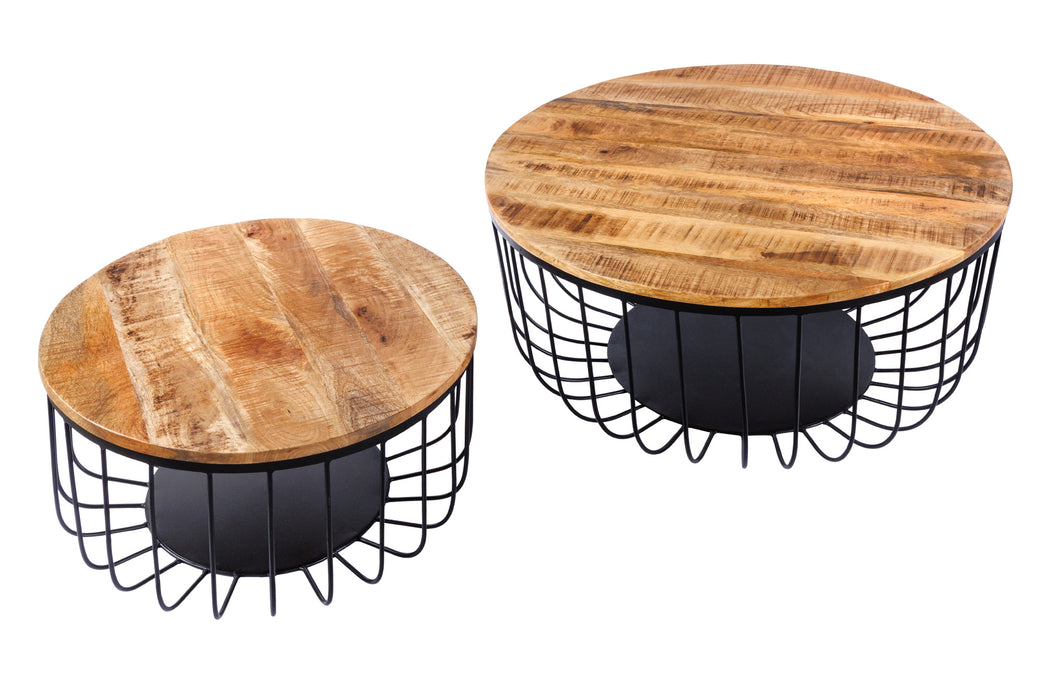 Couchtisch Vault 2er Set 70cm natur schwarz