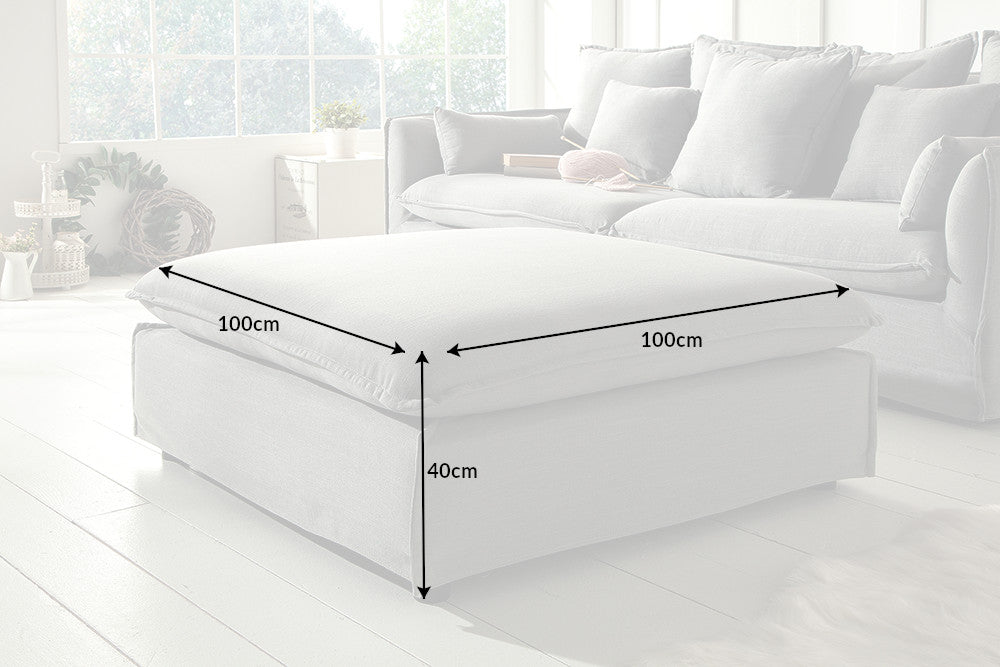 Hocker Clouds 100cm grau Leinen