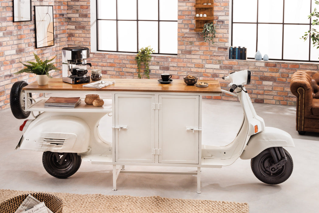 Barschrank Vespa 250cm Mangoholz weiß