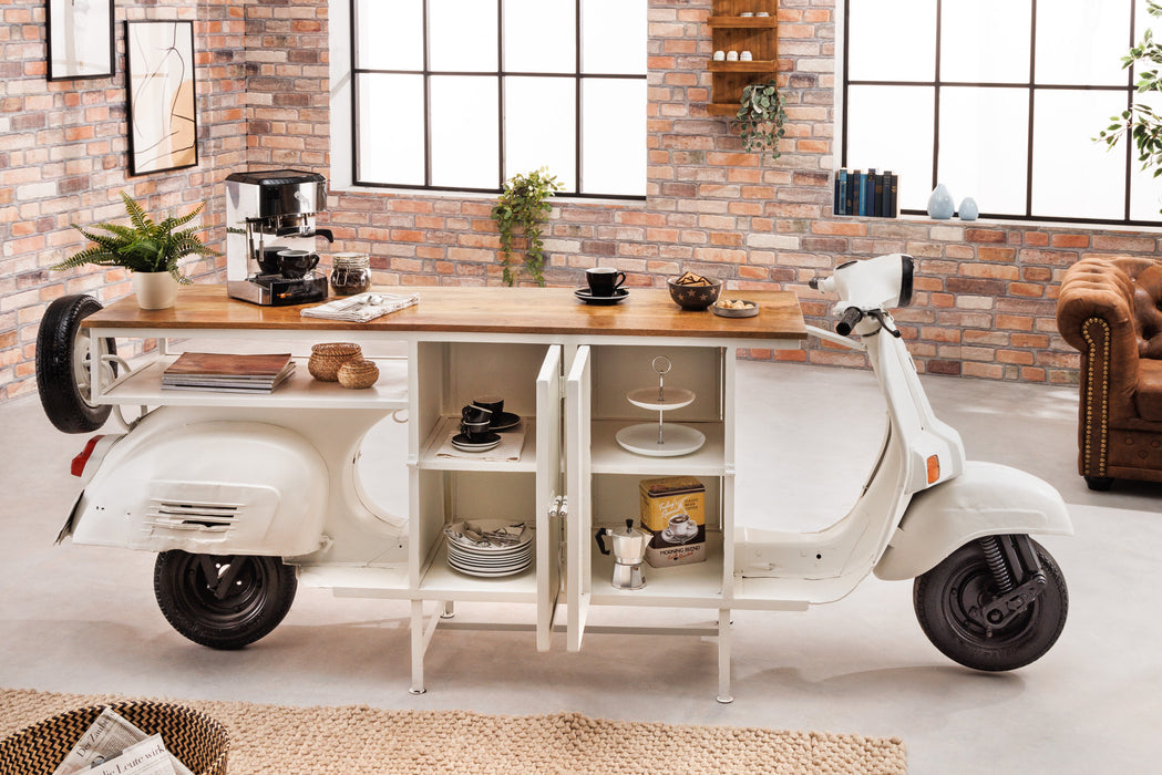 Barschrank Vespa 250cm Mangoholz weiß