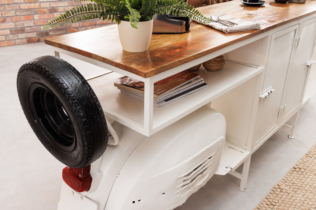 Barschrank Vespa 250cm Mangoholz weiß