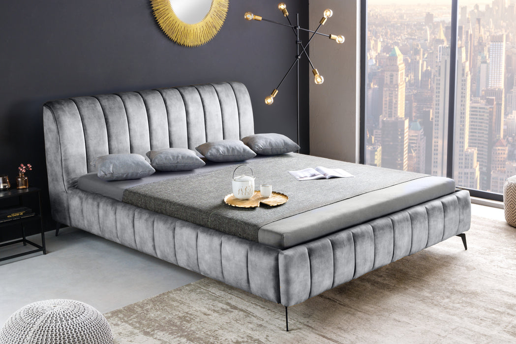 Bett Manhattan 180x200cm grau Samt