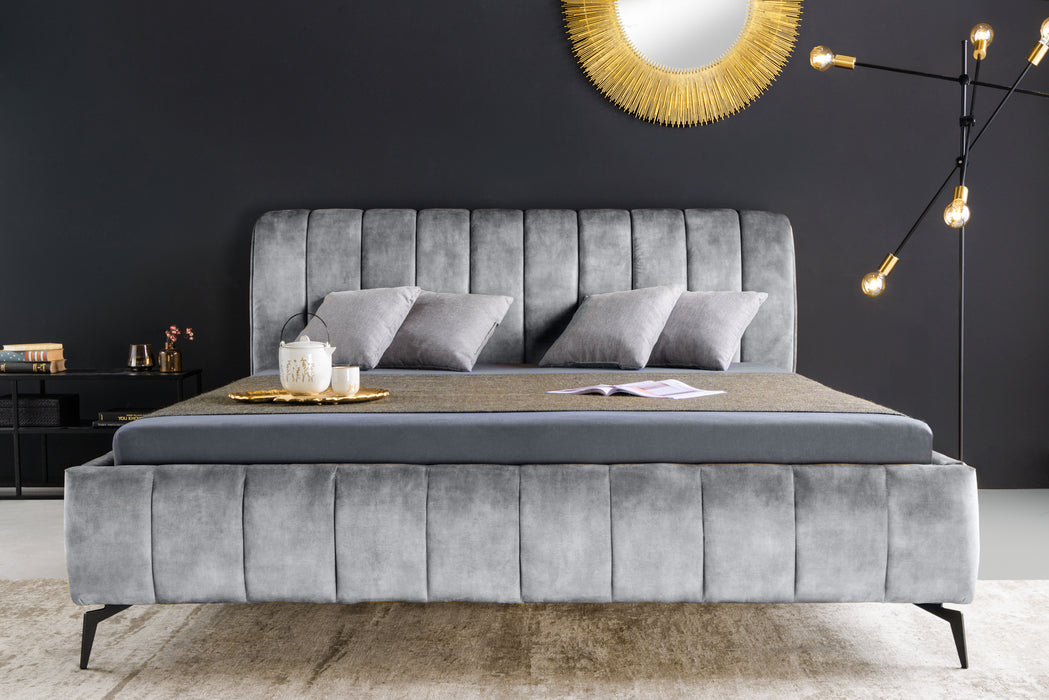 Bett Manhattan 180x200cm grau Samt