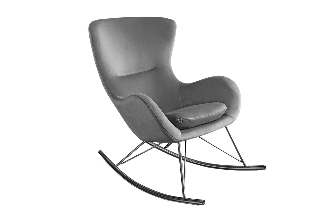 Schaukelstuhl Nordica Swing grau Chrom Samt