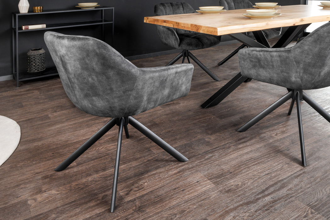 Stuhl Monarch Samt grau drehbar