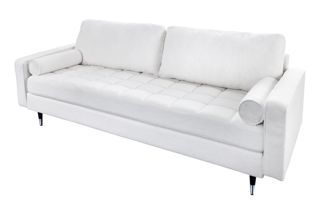 Sofa Plush 220cm Teddystoff Weiss