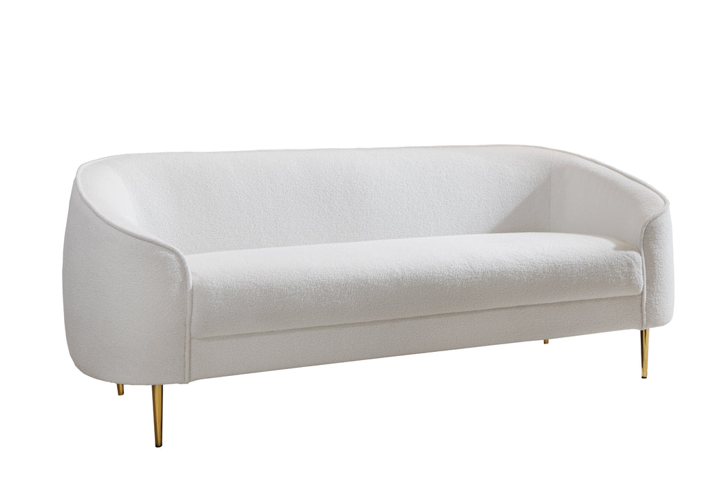 Sofa Icon 205cm Teddystoff Weiss Gold
