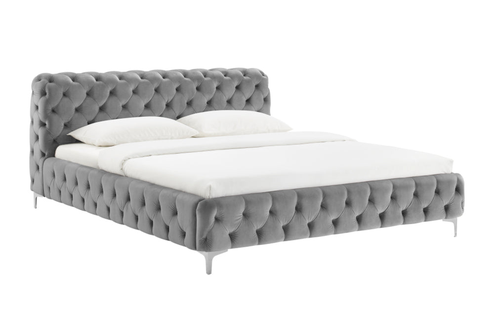 Bett Barock 160x200cm grau Samt