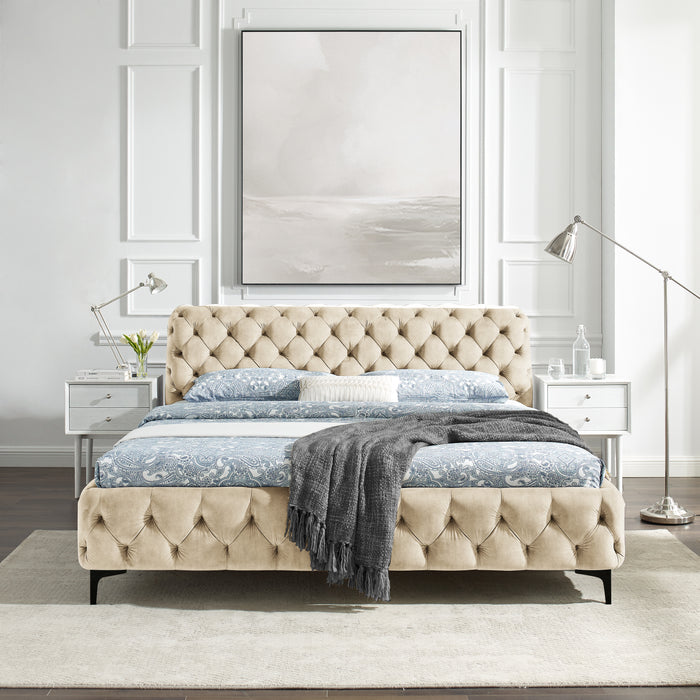 Bett Barock 180x200cm champagner Samt