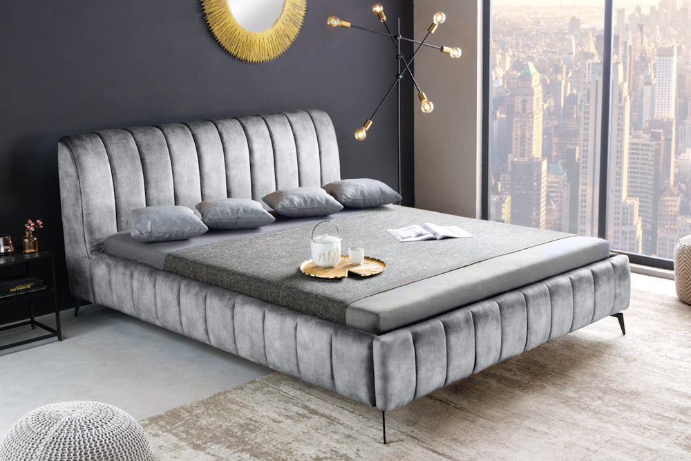 Bett Manhattan 160x200cm grau Samt