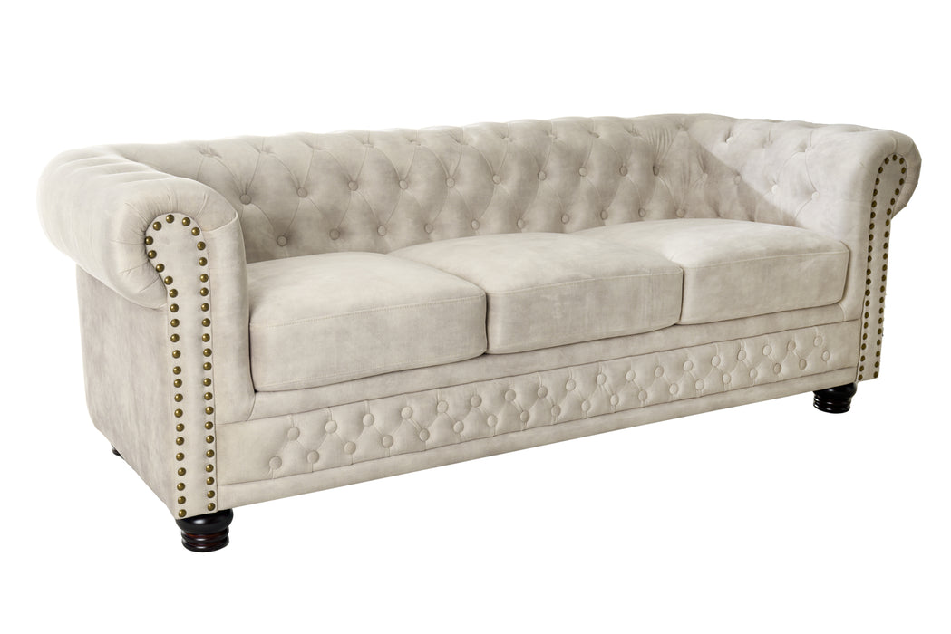 Sofa Chesterfield 3er Champagner Samt