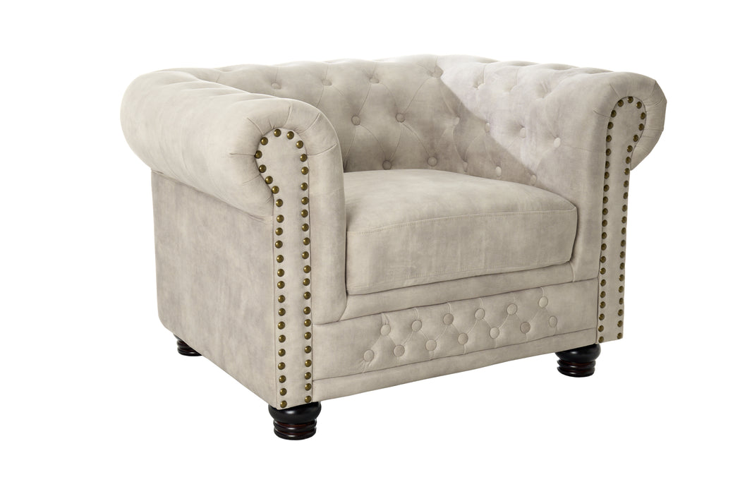 Sessel Chesterfield Champagner Samt