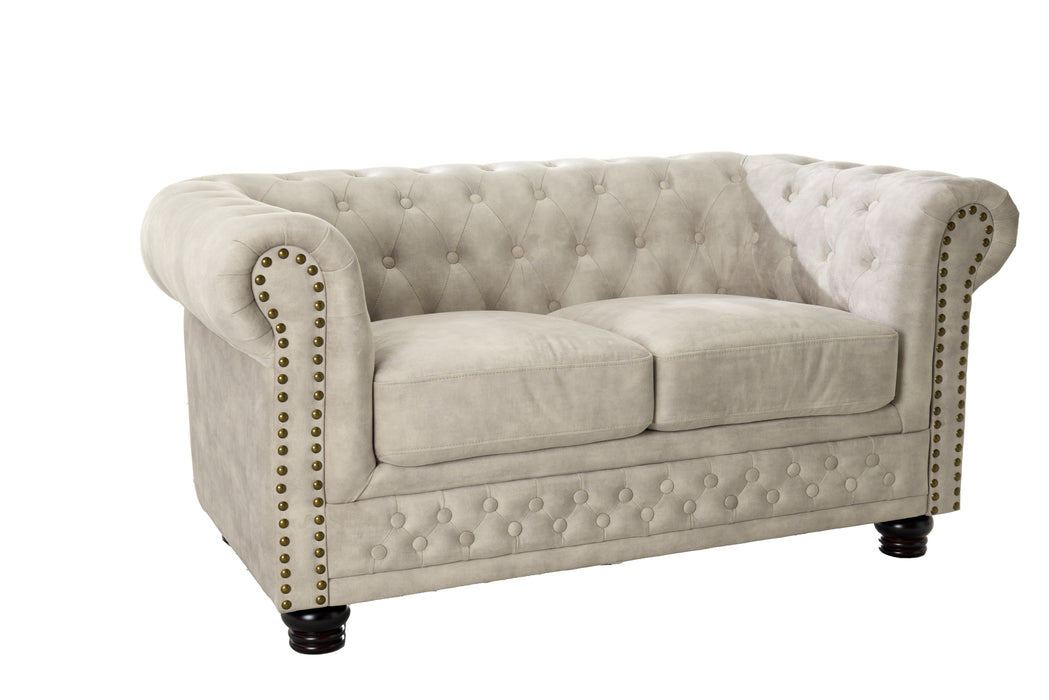 Sofa Chesterfield 2er Champagner Samt