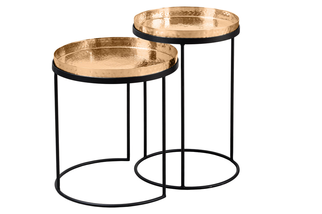 Beistelltisch Jura 2er Set gold Tablett