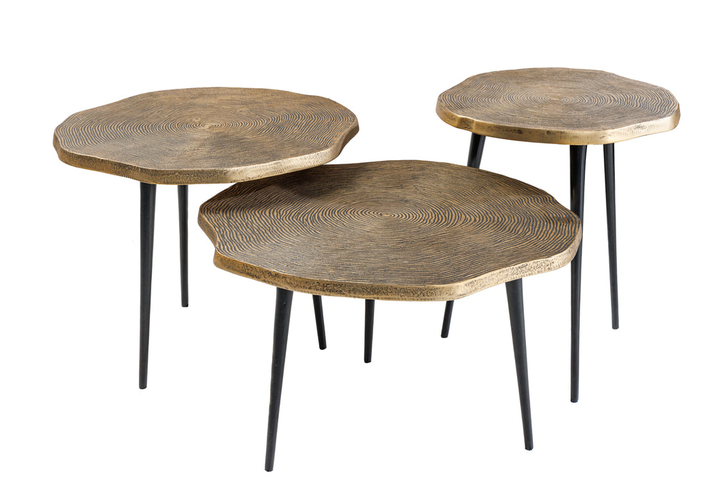 Couchtisch Natural 3er Set gold schwarz