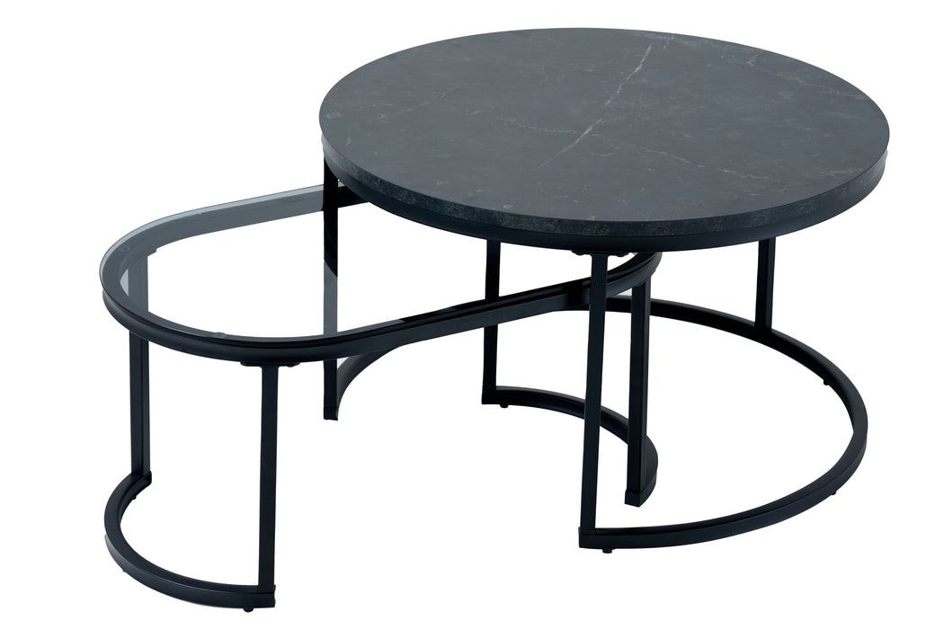 Couchtisch Eleganz 2er Set 70cm Marmor schwarz
