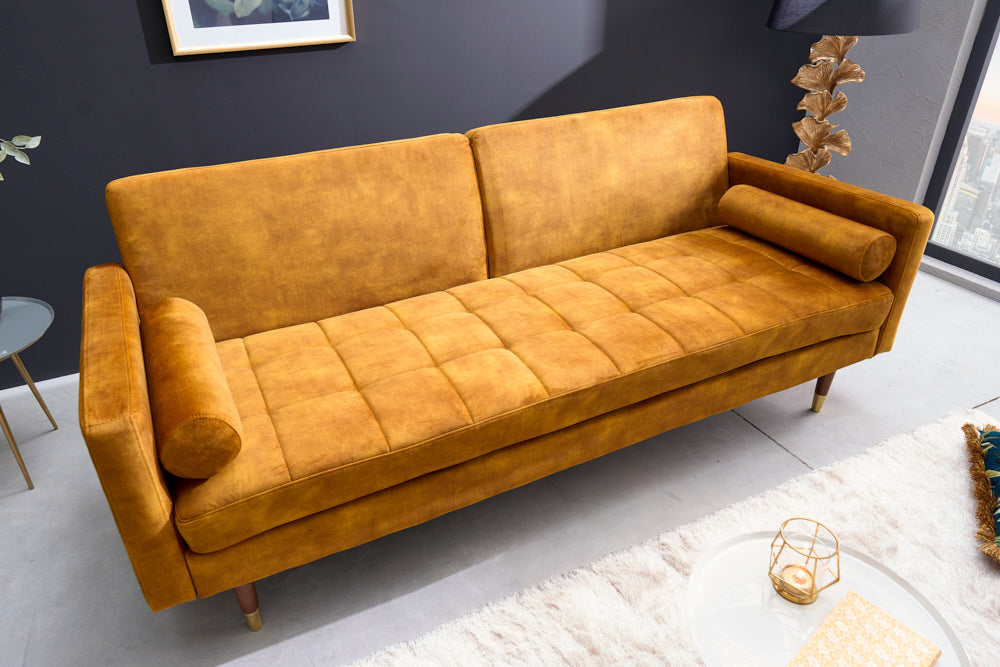 Schlafsofa Fashion 195cm senfgelb Microvelour