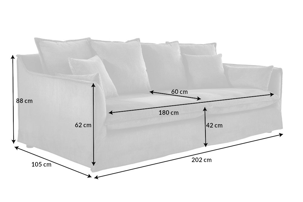 Sofa Clouds 200cm Grau Cord