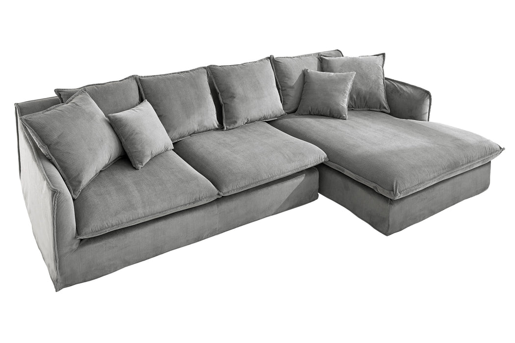 Eck-Sofa Clouds 255cm Cord grau