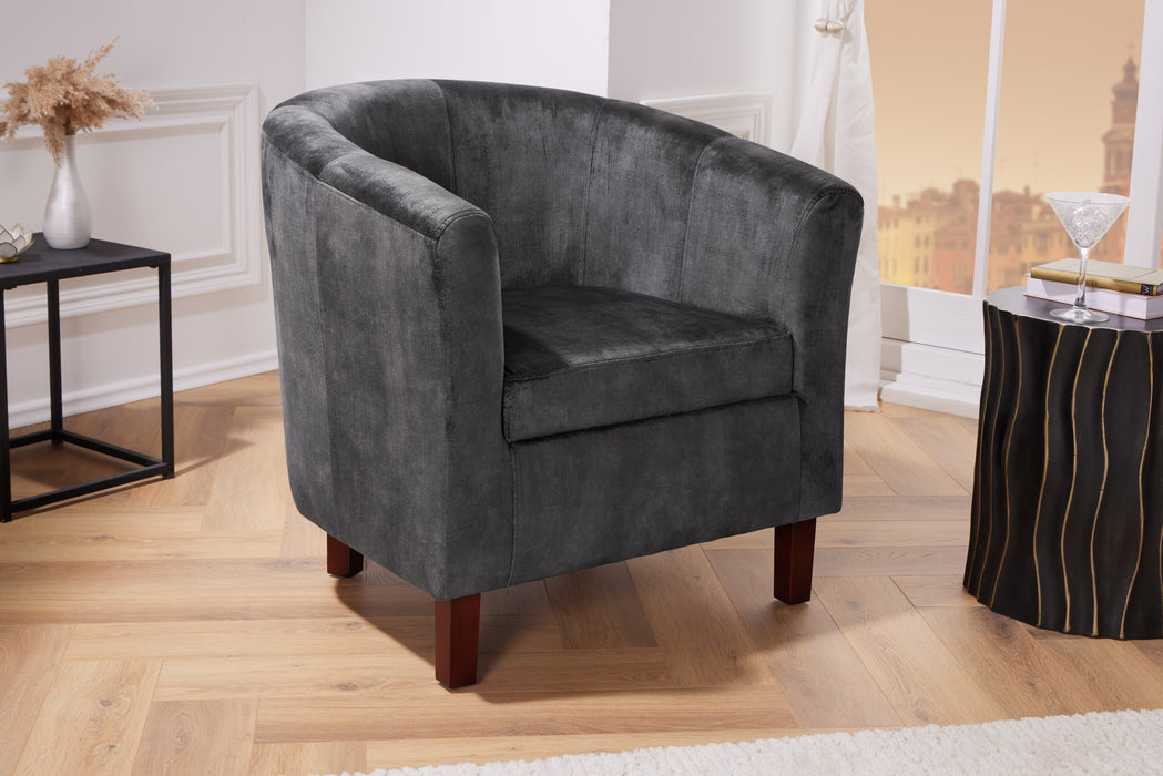 Sessel Fitzgerald Samt grau Armlehne