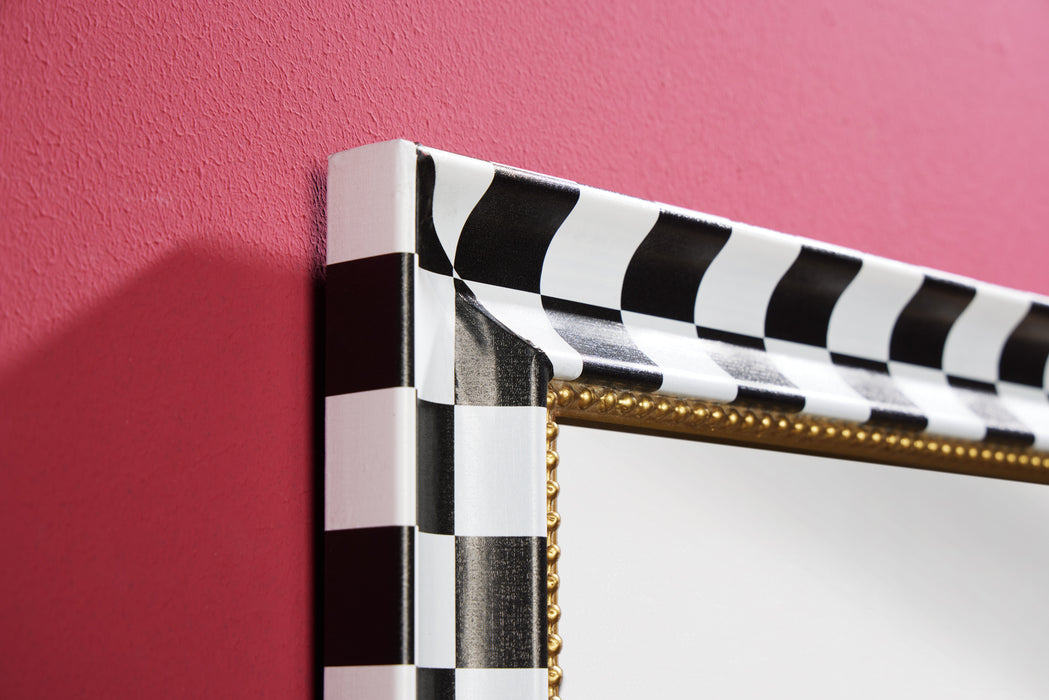 Wandspiegel Chess 80cm Schwarz Weiss Gold