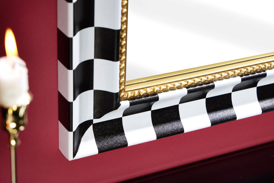 Wandspiegel Chess 80cm Schwarz Weiss Gold