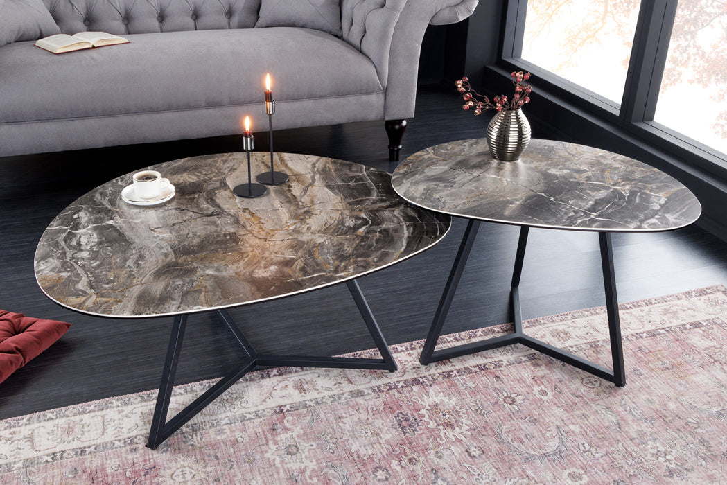 Couchtisch Fantastic 70cm taupe Keramik Marmor