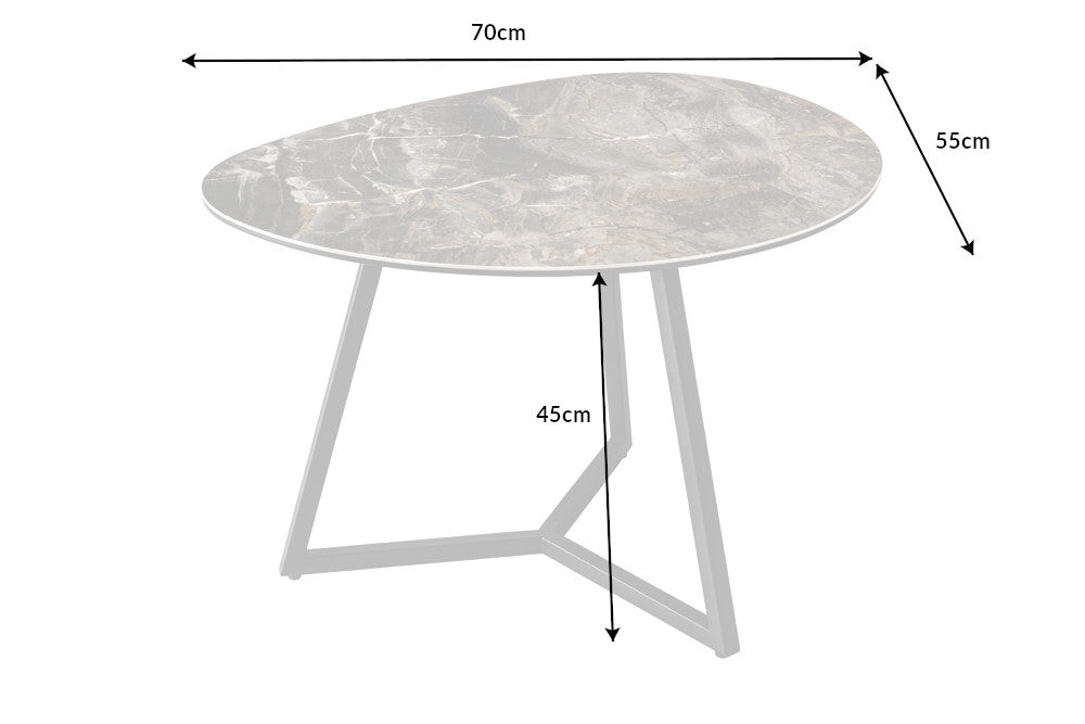 Couchtisch Fantastic 70cm taupe Keramik Marmor