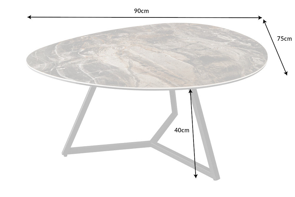 Couchtisch Fantastic 90cm taupe Keramik Marmor