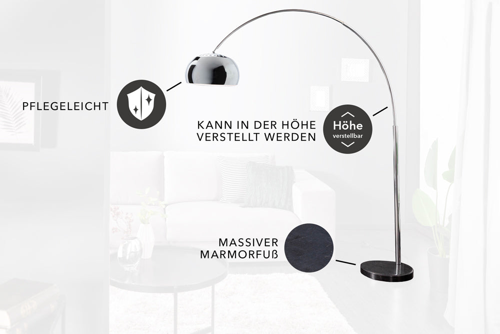 Stehleuchte Moon chrom 170-205cm