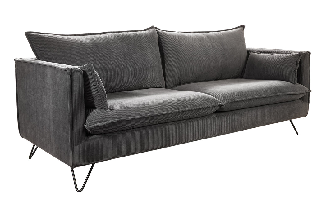 Sofa Enzo 3er grau Retro Hairpin-Füße