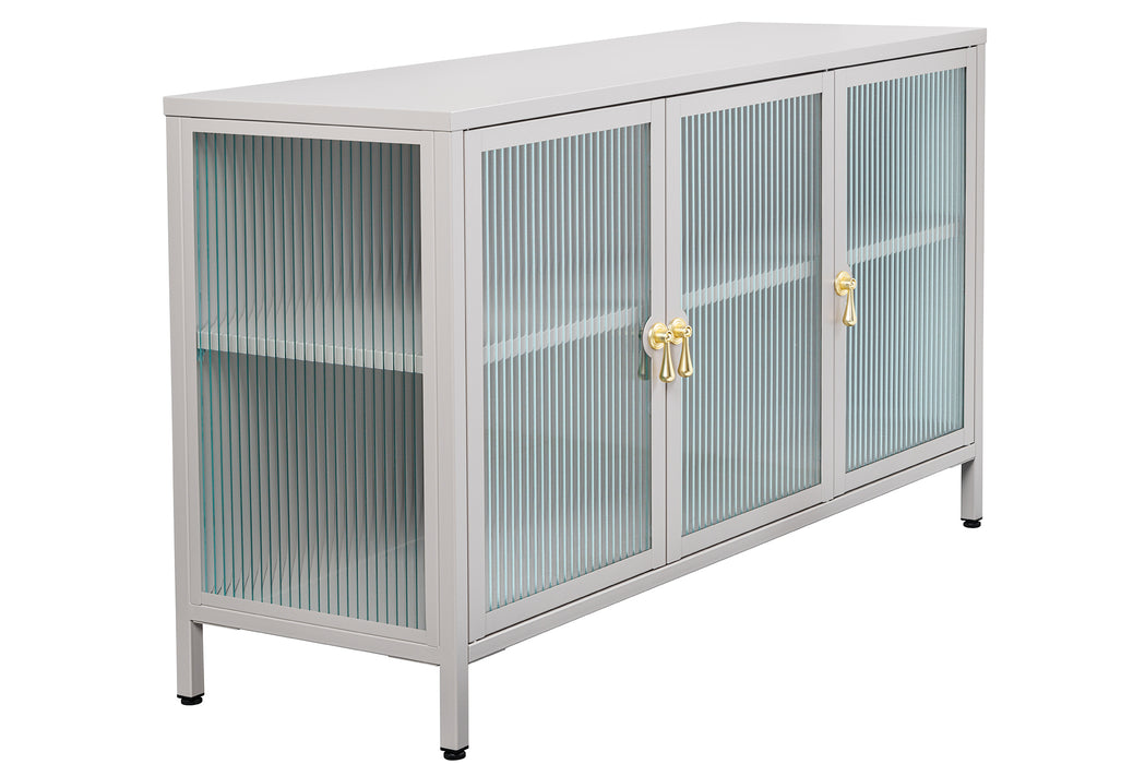Vitrine Davos 105cm Riffelglas greige
