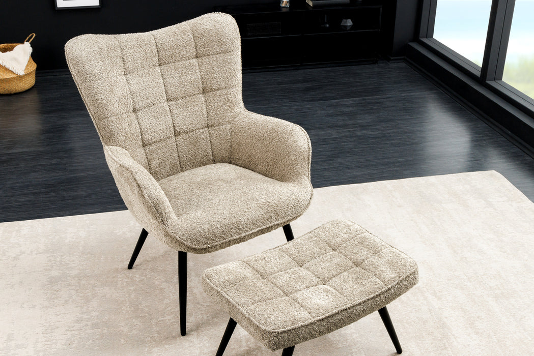 Sessel Nordica champagner greige Teddystoff