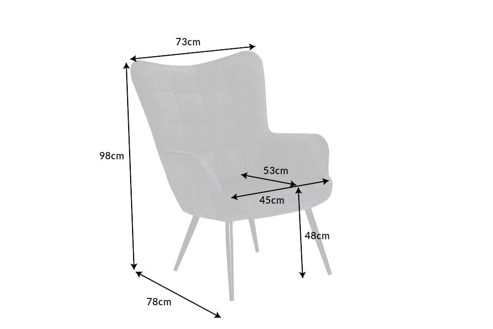 Sessel Nordica Armlehne grau Samt