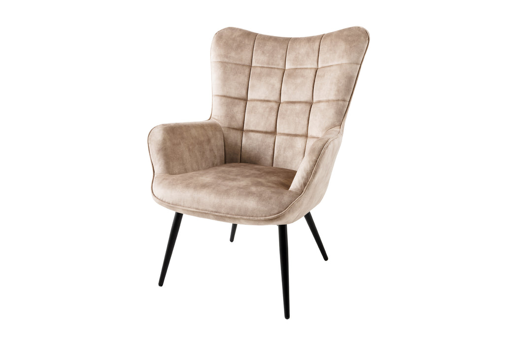 Sessel Nordica Armlehne champagner Samt