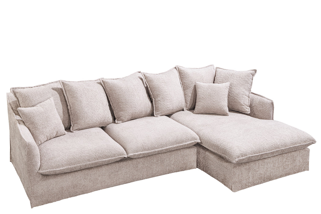 Eck-Sofa Clouds 255cm Teddy champagner beige
