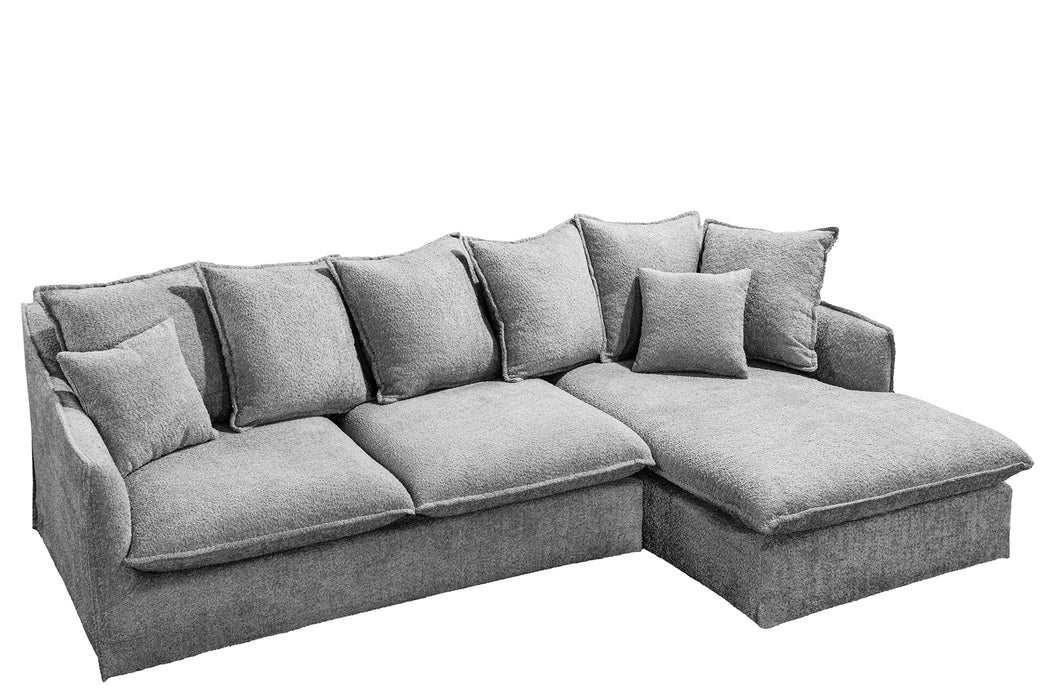 Eck-Sofa Clouds 255cm Teddy grau