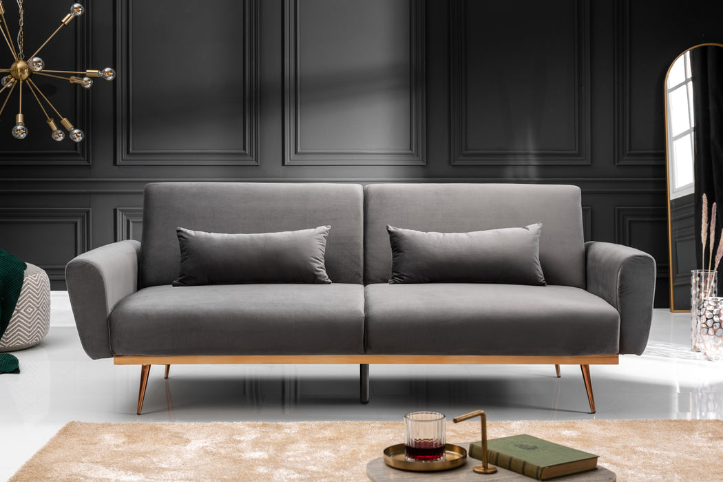Schlafsofa Eleganza 210cm grau Samt