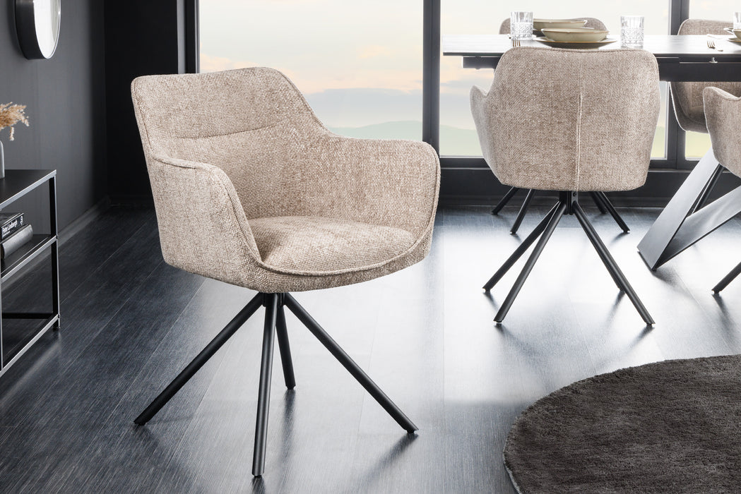 Design Stuhl Florence champagner beige drehbar