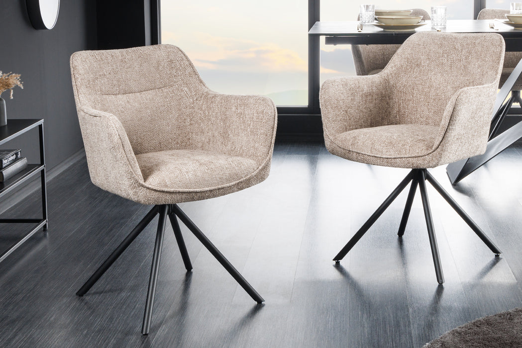 Design Stuhl Florence champagner beige drehbar